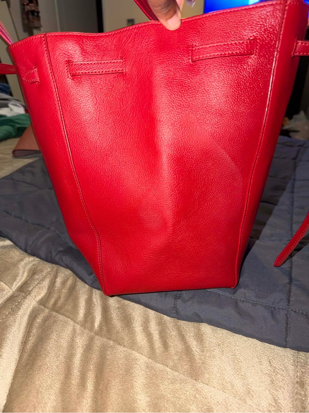 Celine Cabas Medium Red Leather Tote with Top Handles - Picture 6 of 9